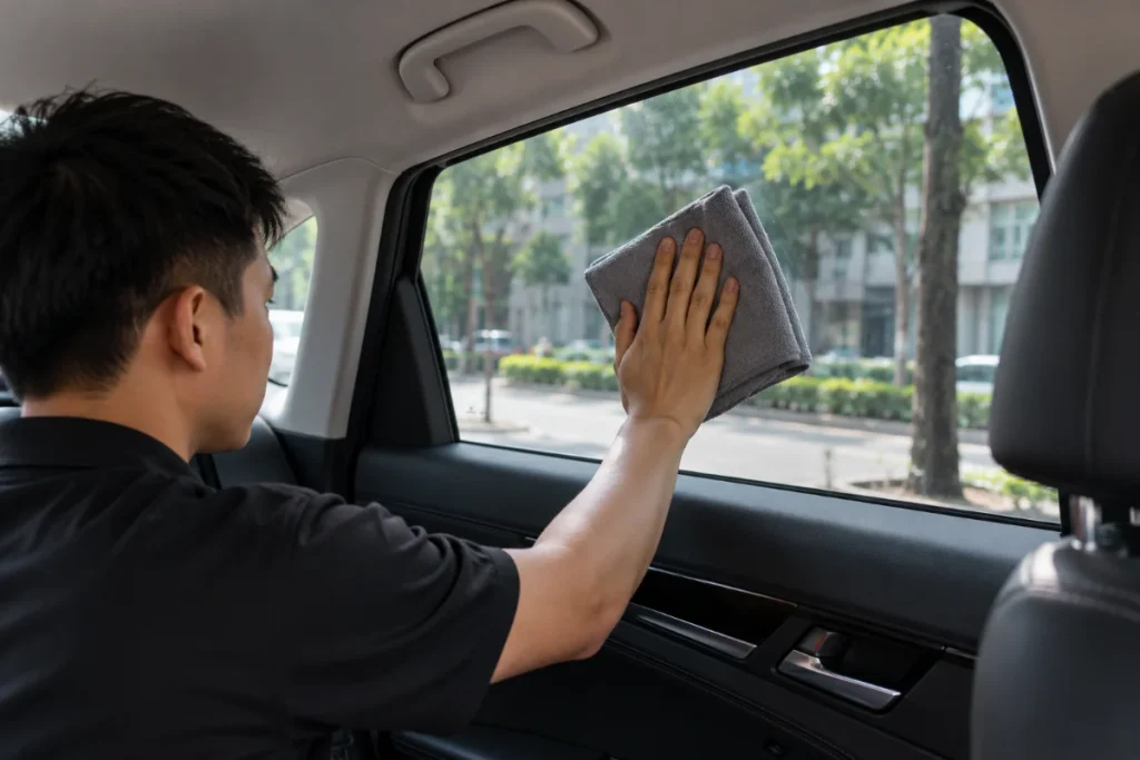 Vệ sinh kính ô tô sau khi dán phim