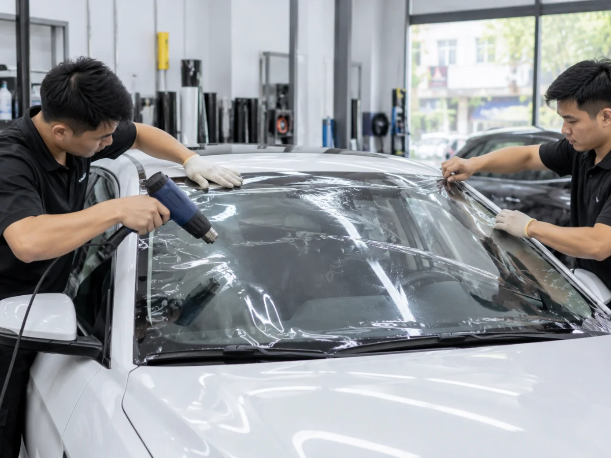 Dán phim kính lái trong suốt cản nhiệt